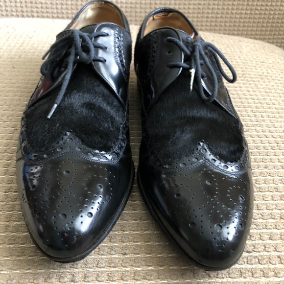 Gucci Men\'s Black Ponyhair Leather Brogues Oxford. main image 10
